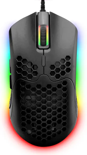 ZIYOU LANG Wired Lightweight Gaming Mouse,6 RGB Backlit Mouse with 7 Buttons Programmable Driver,6400DPI Computer Mouse,Ultralight Honeycomb Shell Ultraweave Cable Mouse for PC Gamers,Xbox,PS4(Black)